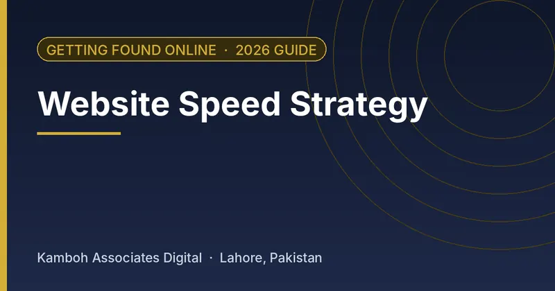 Website Speed Strategy: 2026 guide by Kamboh Associates Digital, Lahore