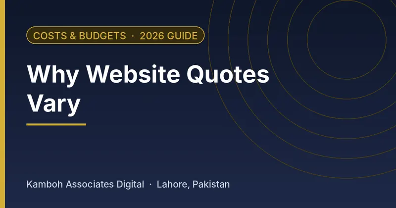 Why Website Quotes Vary: 2026 guide by Kamboh Associates Digital, Lahore